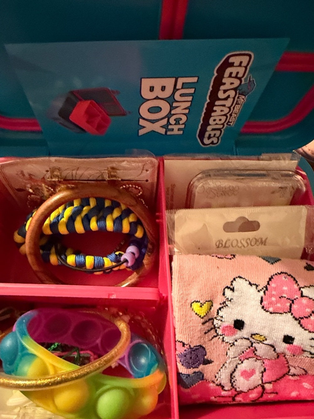 Multiples Pink Plush Character Toy Set with Colorful Pop Fidget